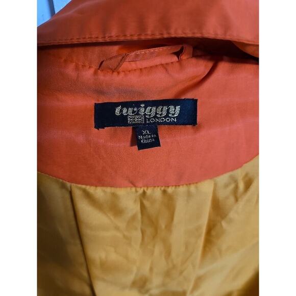 Twiggy London VTG Chic Rain Coat XL Bold Orange Retro Mod 60's Style Trench - Picture 4 of 15